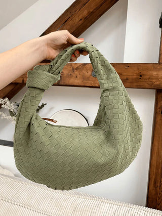 Ximena - Woven Knot Medium Suede Shoulder Bag