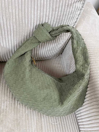 Ximena - Woven Knot Medium Suede Shoulder Bag