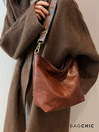 Ashley - Square Shape Leather Hobo Bag