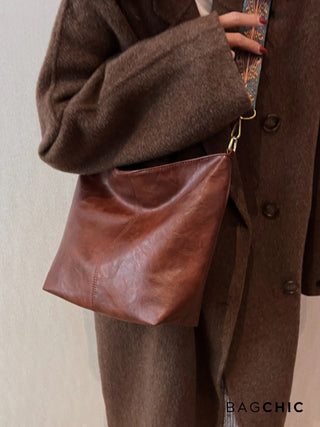 Ashley - Square Shape Leather Hobo Bag