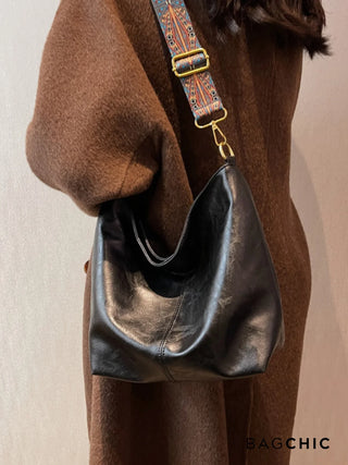 Ashley - Square Shape Leather Hobo Bag