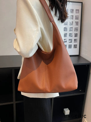 Margaret - Textured Leather Slouchy Hobo Bag