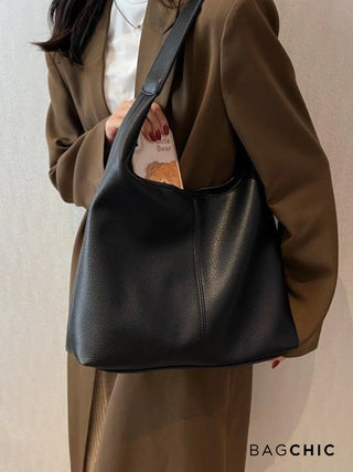 Margaret - Textured Leather Slouchy Hobo Bag