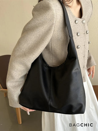 Margaret - Textured Leather Slouchy Hobo Bag