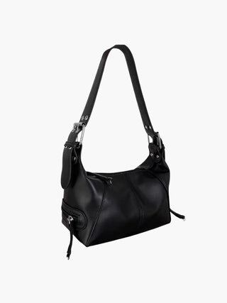 Cecilia - Textured Leather Zipper Accent Shoulder Bag