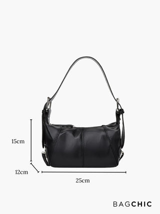 Cecilia - Textured Leather Zipper Accent Shoulder Bag