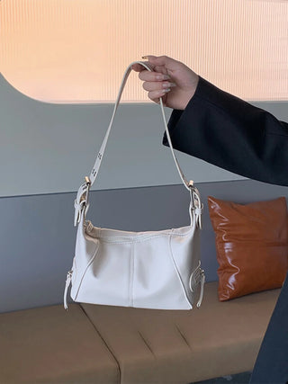 Cecilia - Textured Leather Zipper Accent Shoulder Bag