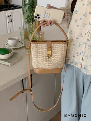 Esther - Textured Rattan Leather Mini Handbag