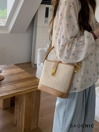 Esther - Textured Rattan Leather Mini Handbag