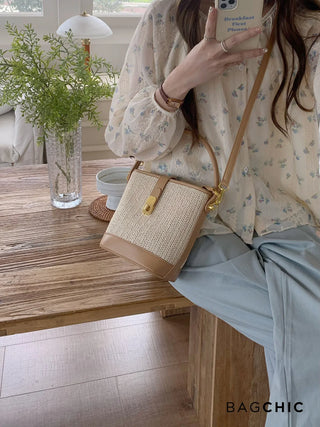 Esther - Textured Rattan Leather Mini Handbag