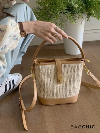Esther - Textured Rattan Leather Mini Handbag