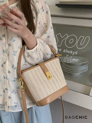 Esther - Textured Rattan Leather Mini Handbag