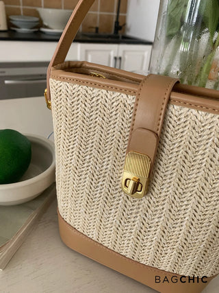 Esther - Textured Rattan Leather Mini Handbag
