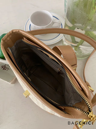 Esther - Textured Rattan Leather Mini Handbag