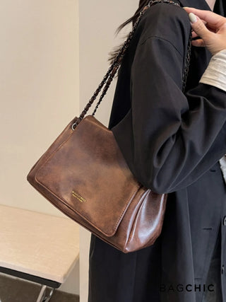 Sienna - Vintage Leather Chain Strap Shoulder Bag