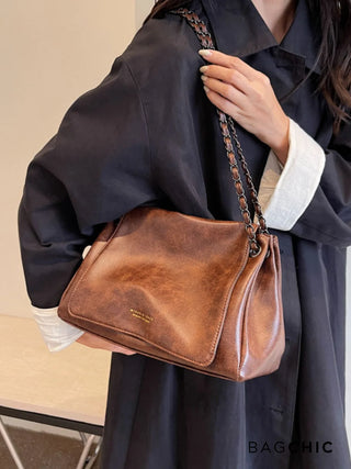 Sienna - Vintage Leather Chain Strap Shoulder Bag