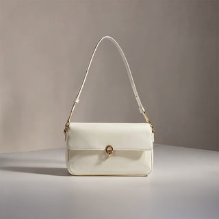 Lillian - Leather Gold Accent Flap Shoulder Bag