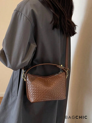 Elsie - Woven Leather Mini Bucket Bag