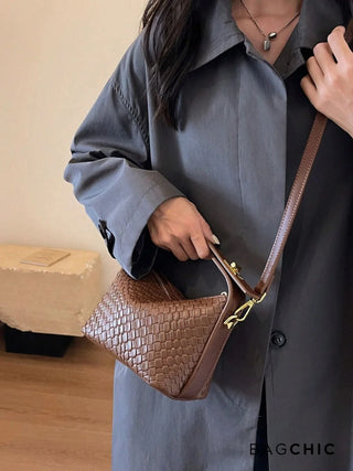 Elsie - Woven Leather Mini Bucket Bag