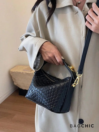 Elsie - Woven Leather Mini Bucket Bag