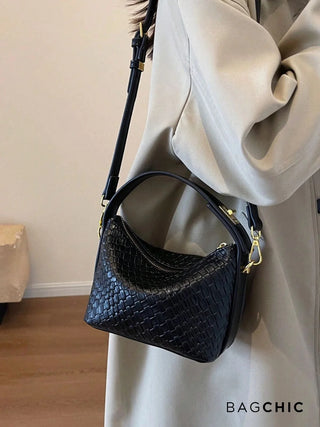 Elsie - Woven Leather Mini Bucket Bag