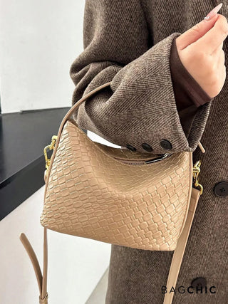 Elsie - Woven Leather Mini Bucket Bag