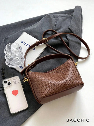 Elsie - Woven Leather Mini Bucket Bag