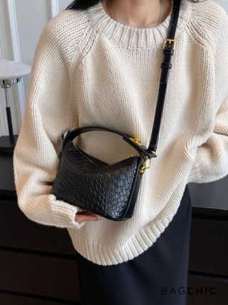 Elsie - Woven Leather Mini Bucket Bag