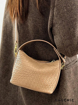 Elsie - Woven Leather Mini Bucket Bag