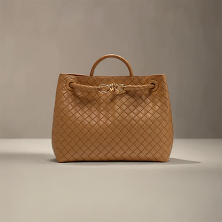Evelyn - Butterfly Closure Woven Leather Tote Bag