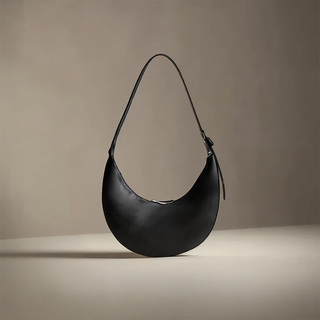 Melanie - Suede Crescent Shoulder Bag with Soft Buckle Detail