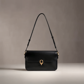 Lillian - Leather Gold Accent Flap Shoulder Bag