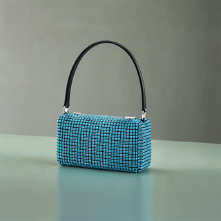 Lyla - Rhinestone Mesh Evening Bag with Zipper Closure