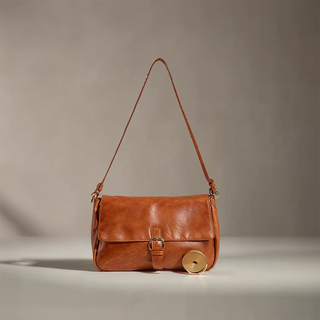Hannah - Leather Buckle Accent Shoulder Bag