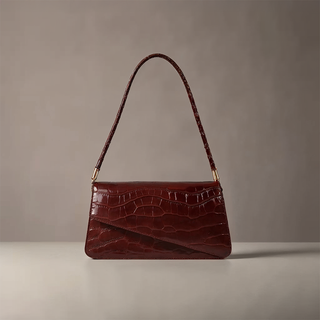 Naomi - Glossy Crocodile-Pattern Envelope Shoulder Bag