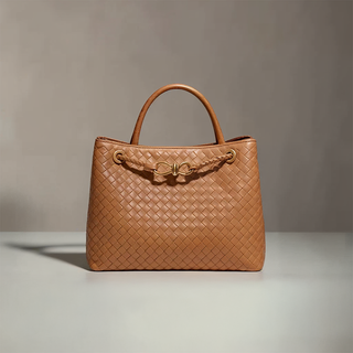 Evelyn - Butterfly Closure Woven Leather Tote Bag