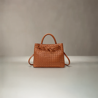 Evelyn - Butterfly Closure Woven Leather Tote Bag