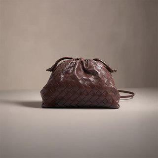 Mia - Braided Leather Drawstring Bag