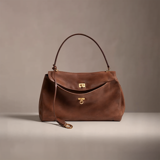 Ivy - Elegant Suede Satchel with Top Handle and Twist-Lock Closure