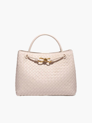 Evelyn - Butterfly Closure Woven Leather Tote Bag