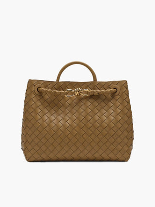Evelyn - Butterfly Closure Woven Leather Tote Bag