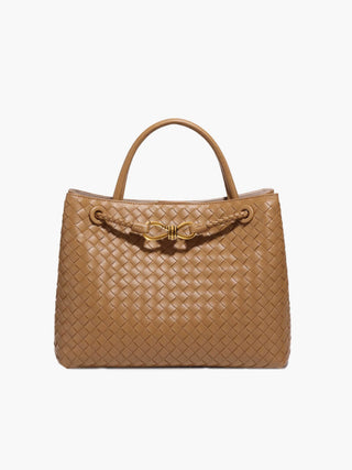 Evelyn - Butterfly Closure Woven Leather Tote Bag
