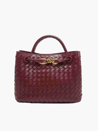 Evelyn - Butterfly Closure Woven Leather Tote Bag