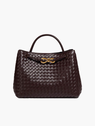 Evelyn - Butterfly Closure Woven Leather Tote Bag