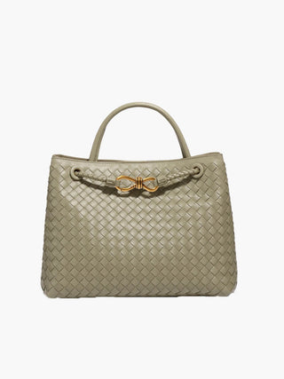 Evelyn - Butterfly Closure Woven Leather Tote Bag