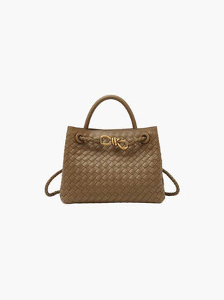 Evelyn - Butterfly Closure Woven Leather Tote Bag