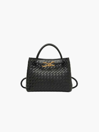 Evelyn - Butterfly Closure Woven Leather Tote Bag