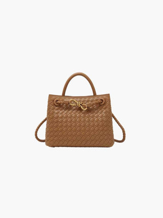 Evelyn - Butterfly Closure Woven Leather Tote Bag