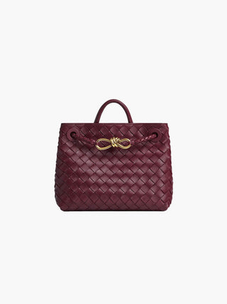 Evelyn - Butterfly Closure Woven Leather Tote Bag