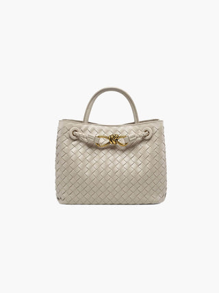 Evelyn - Butterfly Closure Woven Leather Tote Bag